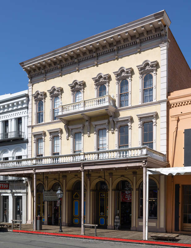 The Arcade Building, a former hotel built in 1870, in Old Sacramento, California