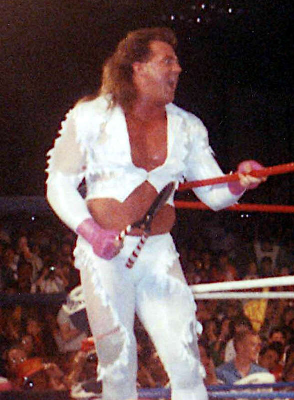 Professional wrestler Edward &quot;Brutus Beefcake&quot; Leslie in his barber gimmick, with accompanying shears with which he would threaten opponents.