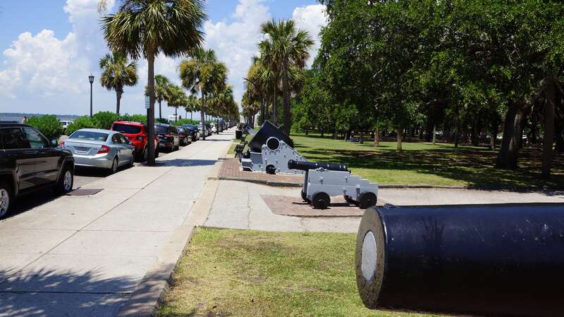 The Charleston, South Carolina Battery is a landmark defensive seawall and promenade in Charleston, South Carolina stretching along the shores of the Charleston peninsula.  The defensive positions played important roles in the Revolutionary War and