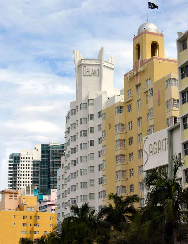 Delano, National and Sagamore hotel fronts on Collins Ave. - Miami Beach