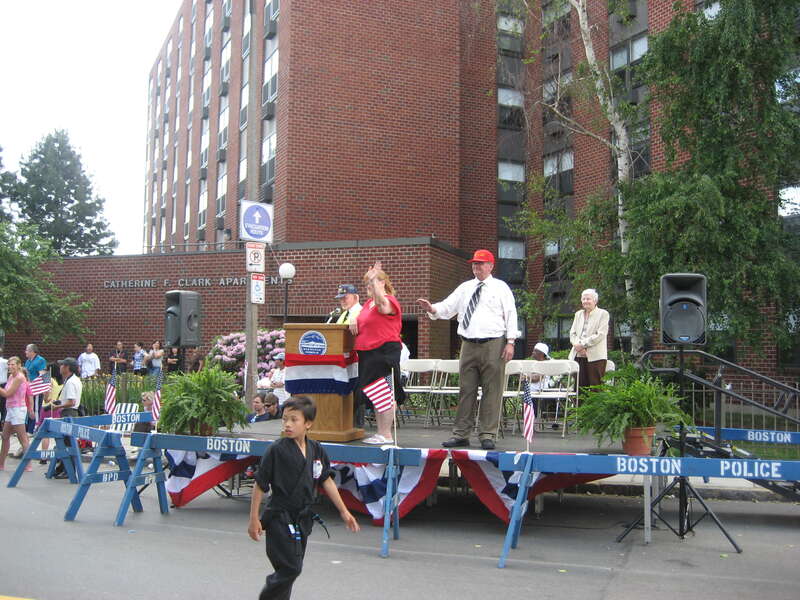 The stage near the end of the Dot Day parade.