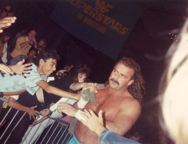 Jake &quot;the Snake&quot; Roberts heading to the ring to battle André the Giant on 7 March 1989 at the El Paso Civic Center for a video taping of a WWF &quot;Superstars of Wrestling&quot; event.
