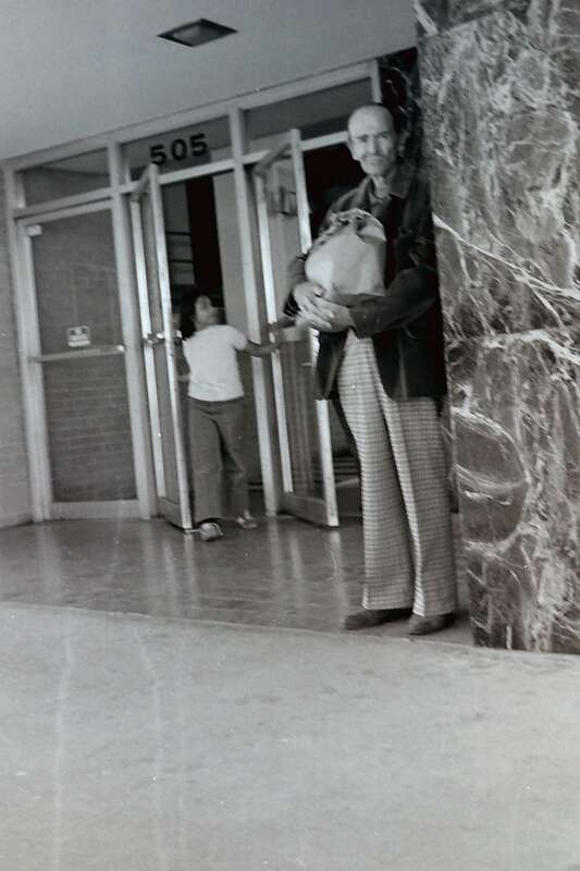 This guy liked to stand outside the library on Mesquite St. Probably  waiting for the bus.