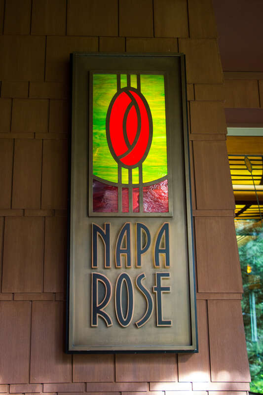 The sign for Napa Rose at the Grand Californian.