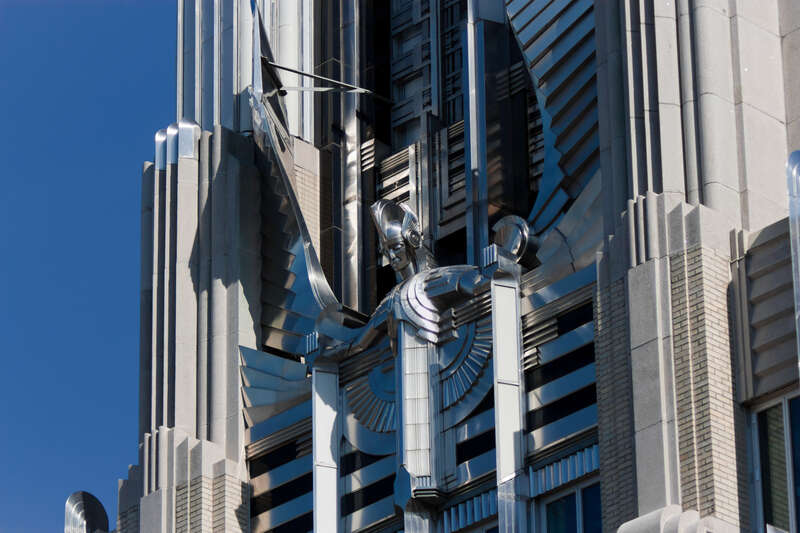 Detail of facade of the Niagara Mohawk Building as seen from Erie Boulevard West, Syracuse, New York, United States
