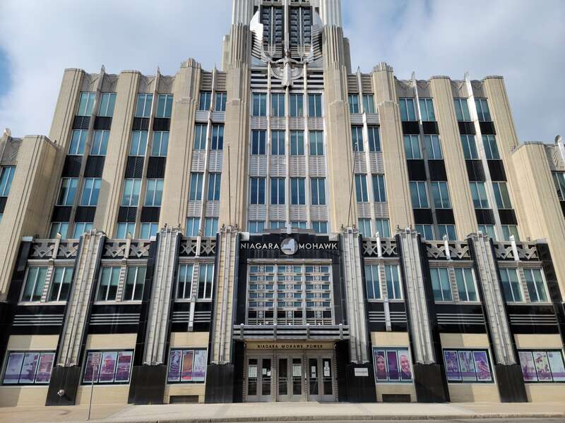 The facade of the Niagara Mohawk Building in Downtown Syracuse, New York, taken in August 2021.