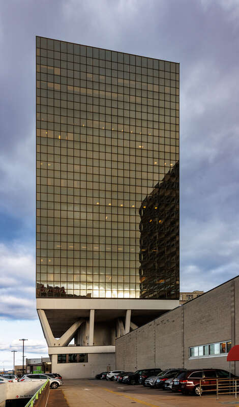 One Corporate Center, Hartford, Connecticut. Taken from parking garage at Trumbull Street.