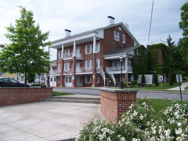 The Spring House in the town of Pittsford, New York.  Listed on the National Register of Historic Places, it currently serves as a restaurant on busy Monroe Avenue (State Route 31).