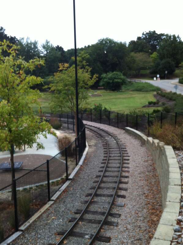 Pullen Park Childrens Railroad Oct 2013 Curve and retaining wall