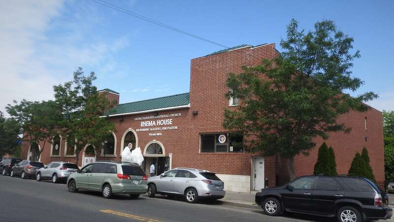 Looking west across West First Street on a mostly sunny morning