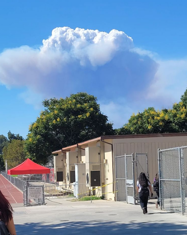 This fire was seen @ Hart High by a local student after school ended.