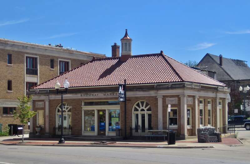 Shumway Market in the East Rockford Historic District (c. 1920). It may have been part of the same development as the Midway Theatre.