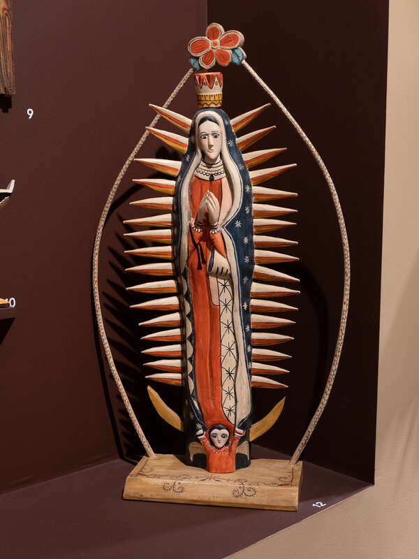 Virgen de Guadalupe
Artists: Enlogig and Zoraica Ortega
1981
Acrylic on carved aspen and willow

Albuquerque, New Mexico