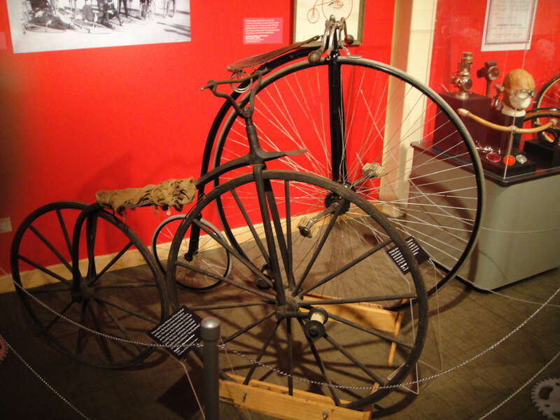 1869 Hanlon Brothers boneshaker and 1885 Victor high wheel. "Bicycles! - 150 Years of Gears" Longmont Museum, Colorado, USA.