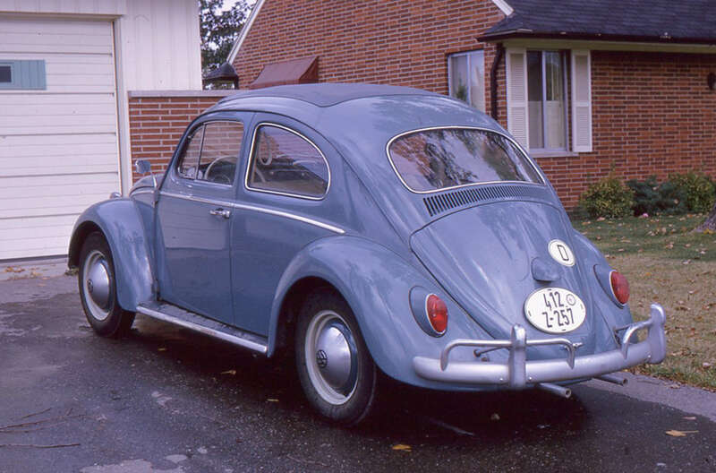 1963 Volkswagen Beetle with Sunroof
Original description from Flickr:



“

My 1963 Volkswagen, just back from Europe.  It is at the home of George Hurchalla, my Haverford College roommate, in Livonia, near Ann Arbor, Michigan.  The main "extra"