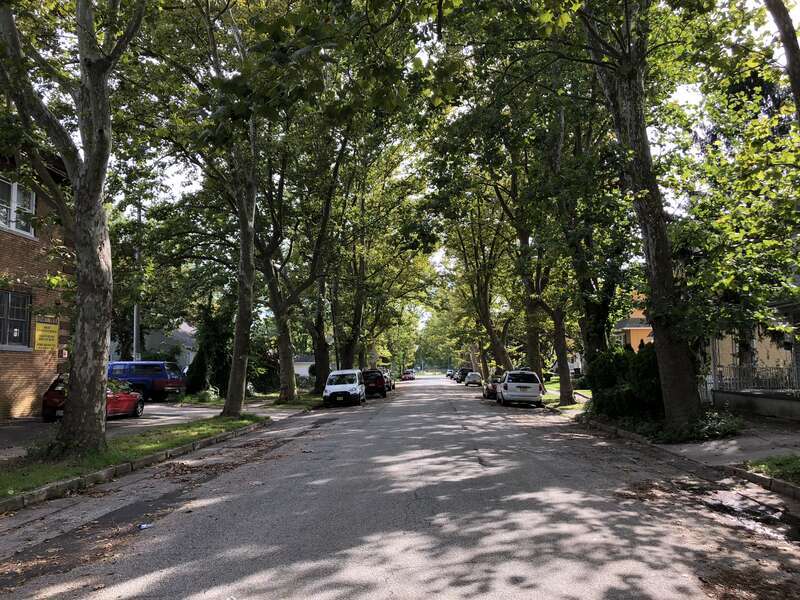 View southwest along Liverpool Avenue just southwest of U.S. Route 30 (White Horse Pike) in Egg Harbor City, Atlantic County, New Jersey
