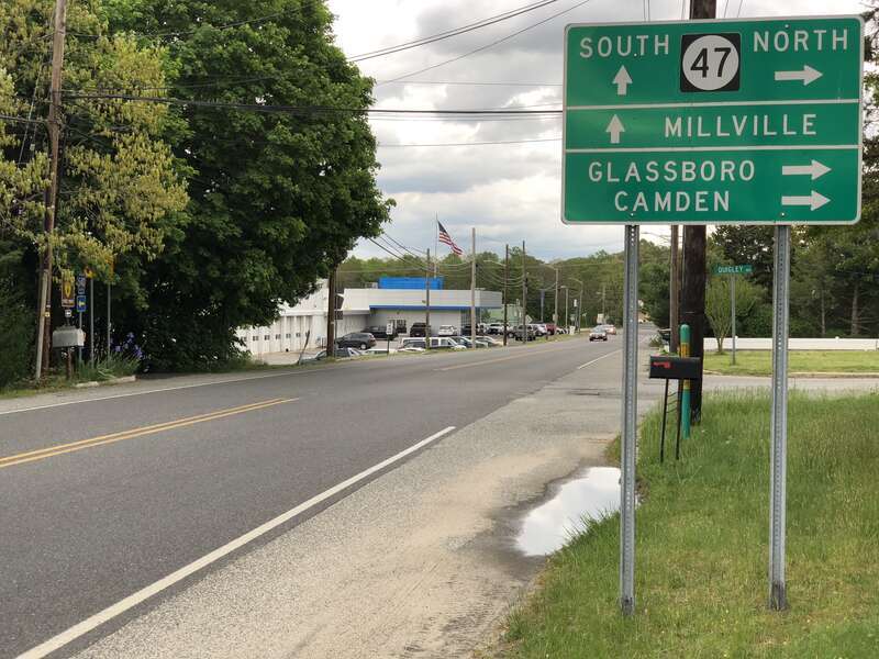 View east along Cumberland County Route 540 (Almond Road) at Cumberland County Route 747 (Almond Road) in Vineland, Cumberland County, New Jersey
