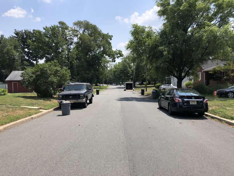 View southeast along Hinckle Avenue at Trenton Avenue in Ewing Township, Mercer County, New Jersey