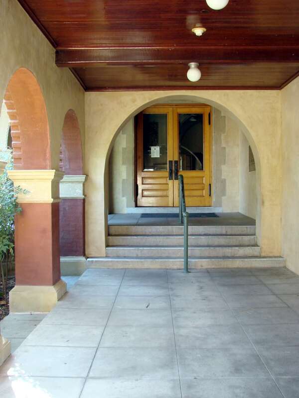 (1 in a multiple picture set)
This is the main entrance to our lovely A K. Smiley Public Library in Redlands, CA. The gorgeous building was built, and donated to the city, by the two men who founded our city, the Smiley Twins. The workmanship is