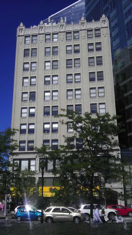Looking north across Main Street at Bar Building
