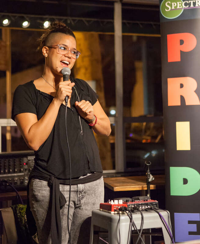 Be Steadwell performs at a black queer and trans event in Oakland, California, December 2016.