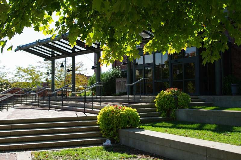Front doors to Bloomington City Hall
