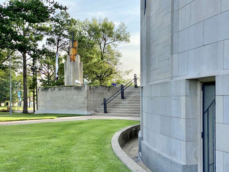 Built in 1927-1929, this Art Deco-style building was designed by Bruce Goff and Adah Robinson for the congregation of Boston Avenue United Methodist Church, organized in 1893 as a part of the Methodist Episcopal Church, South.  The building was