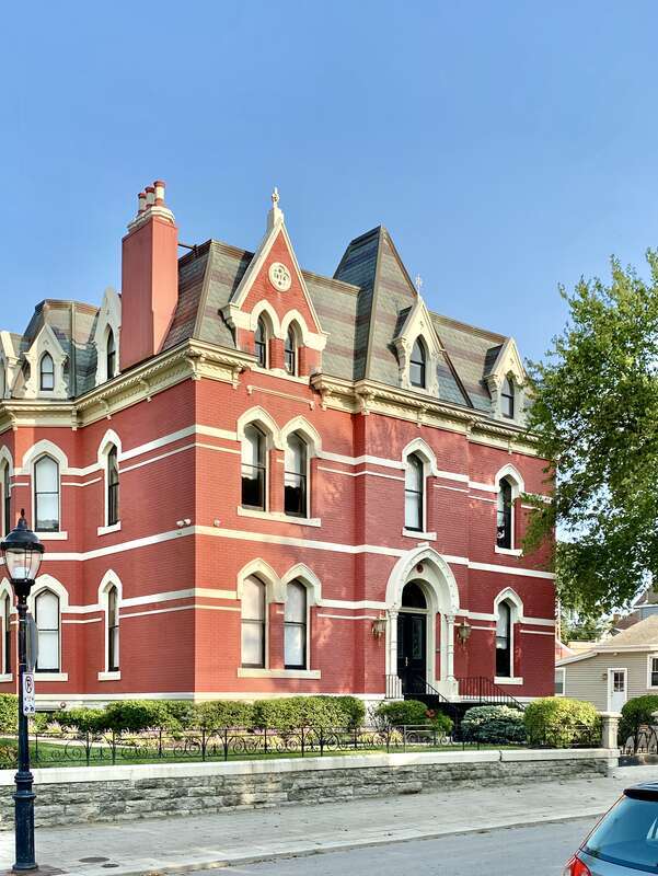 Gothic Revival-style manse built in 1874 by the Boyd family at the corner of 6th Street and Philadelphia Street in the Mainstrasse Village neighborhood of Covington, Kentucky.  It is a contributing structure in the West Side-Main Strasse Historic