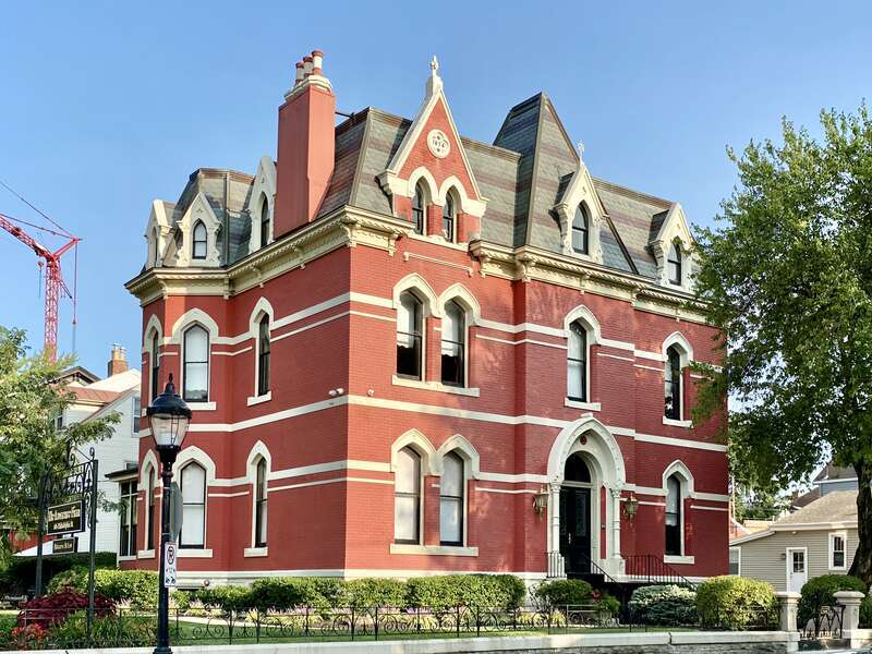 Gothic Revival-style manse built in 1874 by the Boyd family at the corner of 6th Street and Philadelphia Street in the Mainstrasse Village neighborhood of Covington, Kentucky.  It is a contributing structure in the West Side-Main Strasse Historic