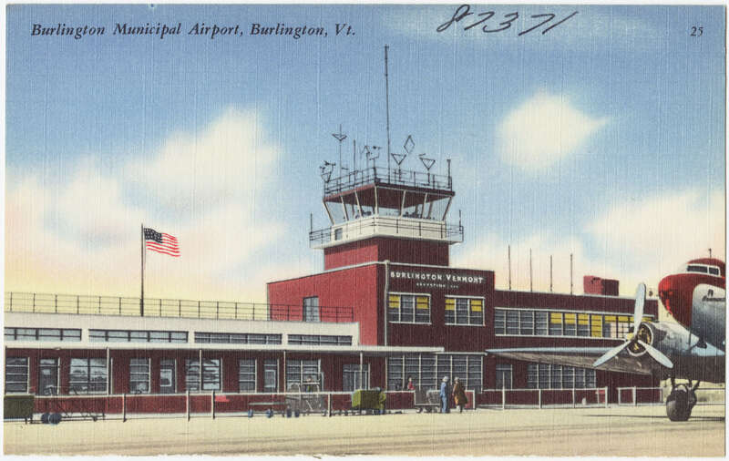 File name: 06_10_002167
Title: Burlington Municipal Airport, Burlington, Vt. 
Created/Published: Pub. by The Riverside Paper Co., Burlington, Vermont
"Tichnor Quality Views", Reg,U.S.Pat.Off., Made Only by Tichnor Bros., Inc., Boston, Mass.
Date