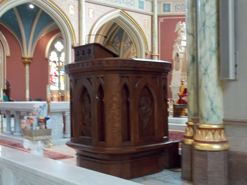 The ambo in the Cathedral of St. John the Baptist in Savannah, Georgia.