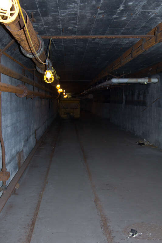 This track was located in the basement of the Stores Building of the Delaware, Lackawanna and Western Railroad in Scranton, PA.  An underground railroad shuttled supplies between several different buildings.  A substantial portion of the tracks still