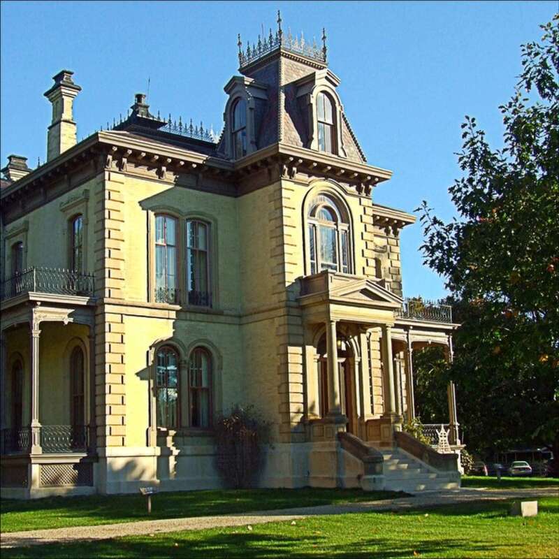The grand Italianate mansion faces due South. The home was equipped with all the latest modern amenities, indoor plumbing, hot and cold running water.