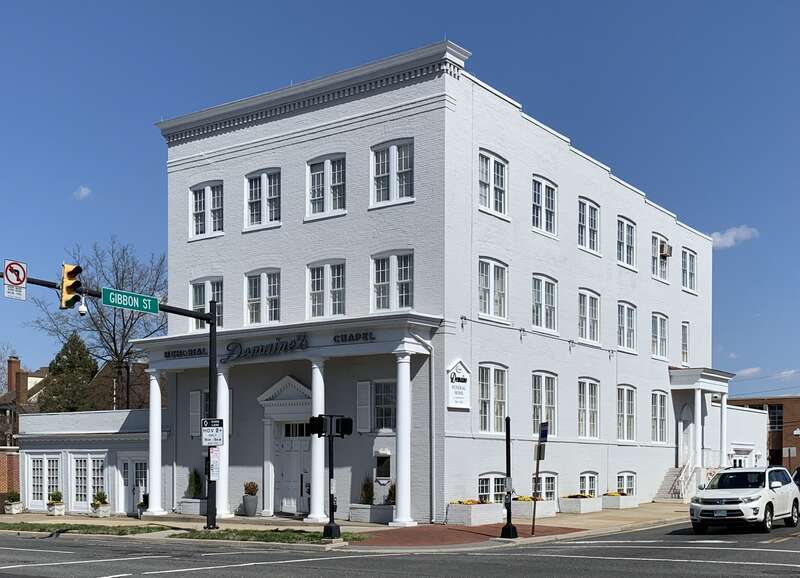 Demaine Funeral Home, founded in 1841 by William Demaine, is located at 520 South Washington Street in Alexandria, Virginia.