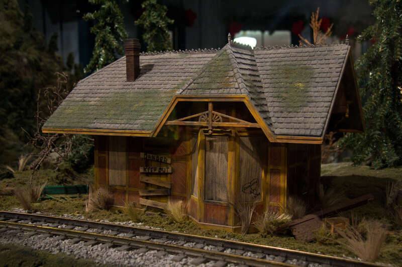 A deserted station is one of the many highly detailed buildings on the EnterTRAINment Junction layout in West Chester, OH (just north of Cincinnati) 

www.entertrainmentjunction.com/
