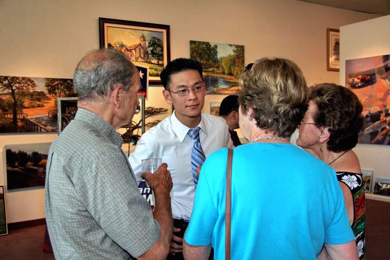 Evan Low campaigning for Campbell City Council.