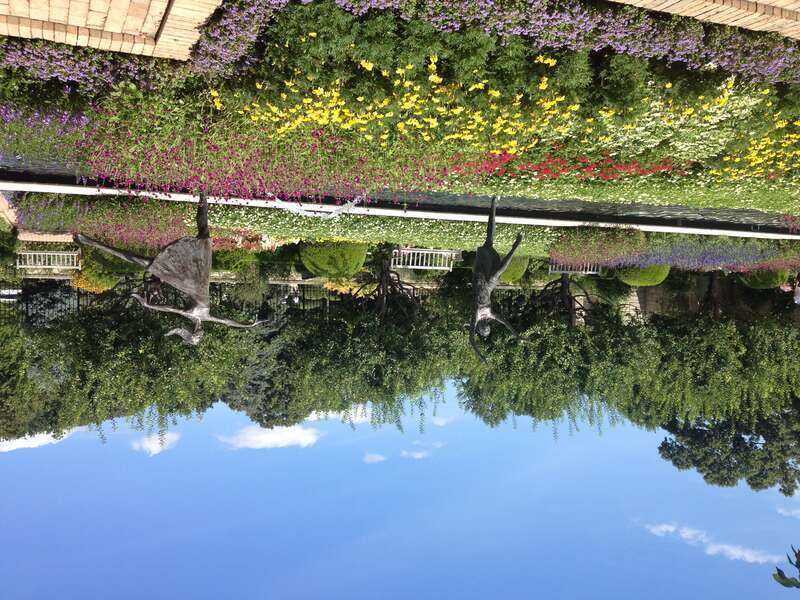 Ewing and Muriel Kauffman Memorial Garden view of west fountains from south walkway