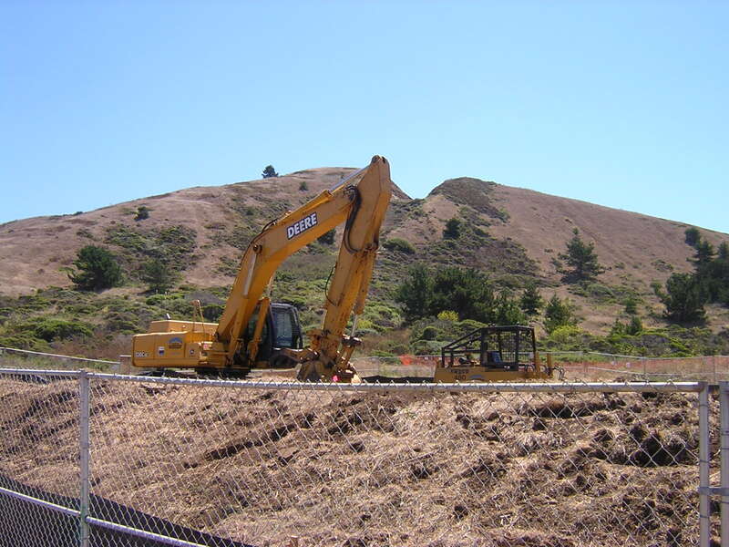 Excavating a second frog pond on higher ground, in case seawall gets breached.