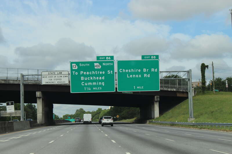 Georgia I85sb Exit 88 1 mile, N Druid Hills Rd Overpass, DeKalb County, Georgia (east of Atlanta city limits)