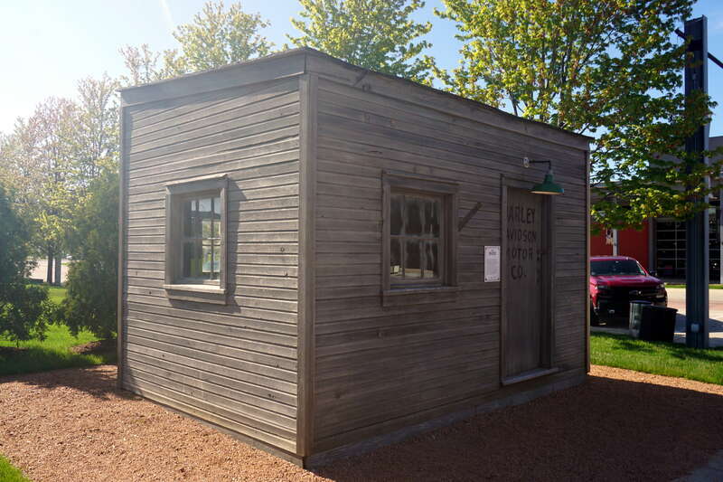 The replica of The Shed at the Harley-Davidson Museum in Milwaukee, Wisconsin (United States).
