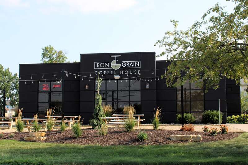 Iron Grain Coffee House on Main Street in Davenport, Iowa.