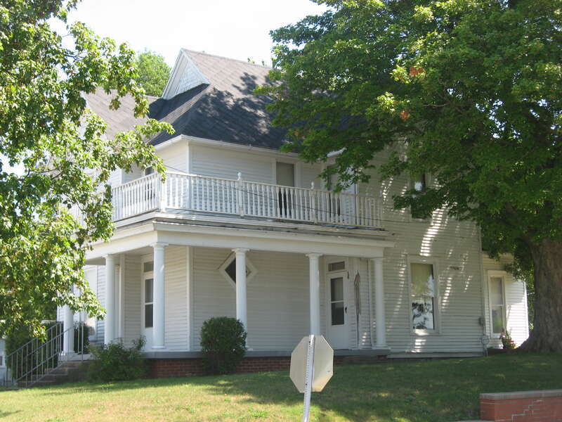 Front and southern side of the Joseph &amp;amp; Lucinda Thawley House, located at 300 E. North Main Street in Summitville, Indiana, United States.  Built in 1895, it is listed on the National Register of Historic Places.