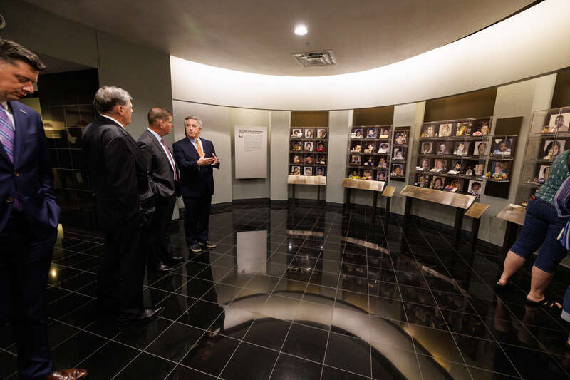 4 May 2022  -Oklahoma City, OK - U.S. Secretary of Labor Marty J. Walsh, Rep. Thomas Cole and Mayor David Holt visit the Oklahoma City National Memorial.

Official Department of Labor Photograph***
Photographs taken by the federal government are