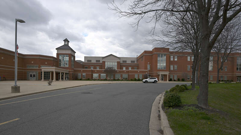 Lakelands Park Middle School building, part of the Montgomery County Public Schools system. 1200 Main Street, Gaithersburg, Maryland 20878.