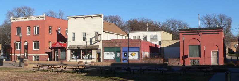 Lincoln, Nebraska: east side of northern portion of 2700 block of N. 48th Street.  At left is the former Wesleyan Hospital and Nurses Training School, located at 2742 N. 48th (southeast corner of 48th and Madison Avenue).