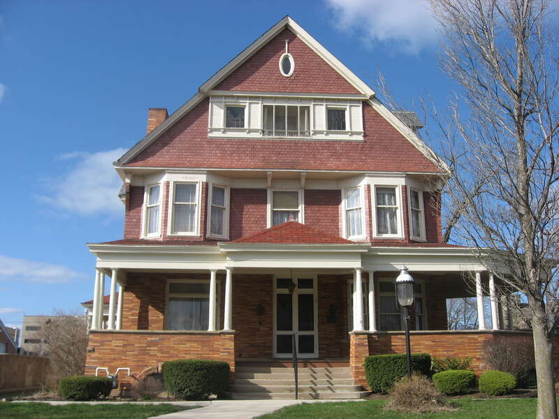Front of the MacDonell House, located at 632 W. Market Street in Lima, Ohio, United States.  Built in 1893 and currently used as the museum of the Allen County Historical Society, it is listed on the National Register of Historic Places.
