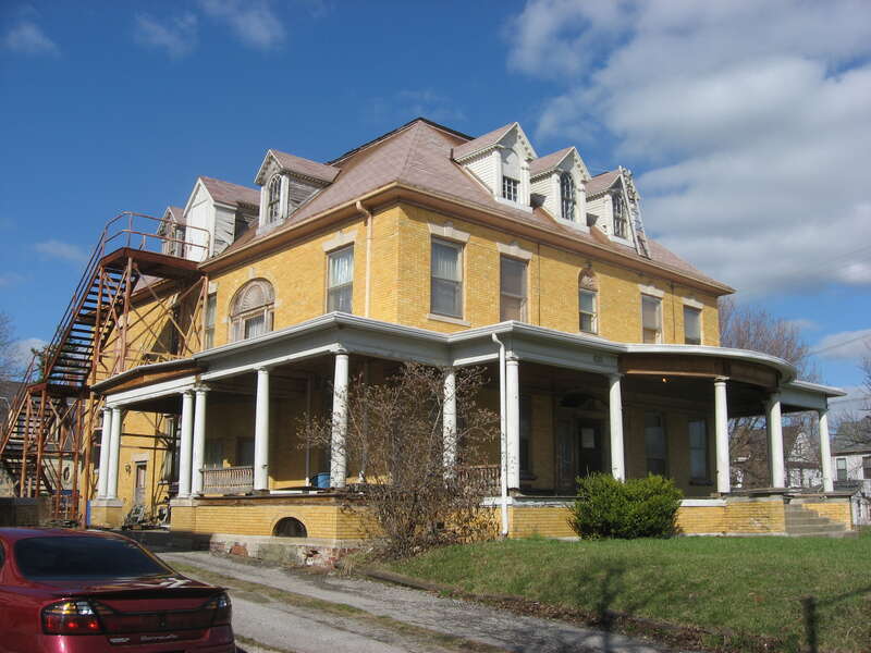 Front and western side of the Neely-Sieber House, located at 620 W. Spring Street in Lima, Ohio, United States.  Built in 1904, it is listed on the National Register of Historic Places.