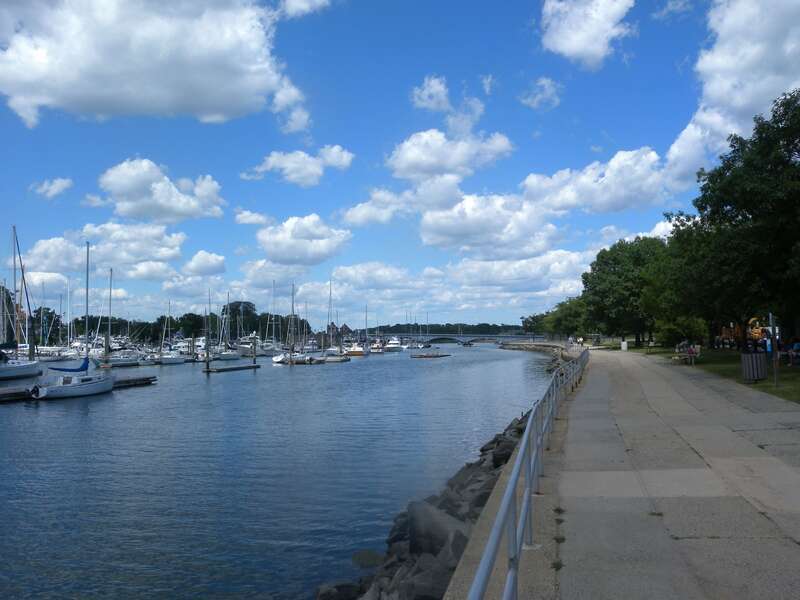 Looking north along the channel towards Glen Island Bridge.
