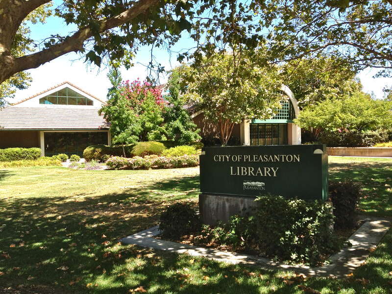 Pleasanton Library, Pleasanton California, from corner of Bernal and Case Avenues.
