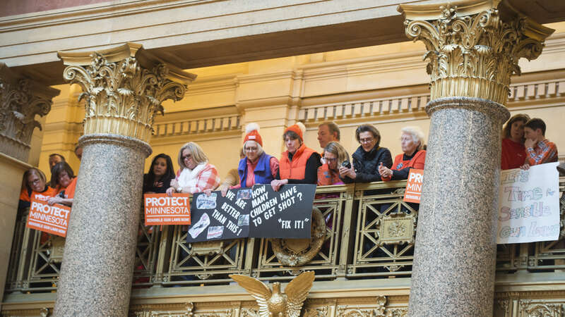 St. Paul, Minnesota
February 22, 2018
About 1000 people filled the Minnesota capitol rotunda to demand stricter gun control laws. They protested against &quot;stand your ground&quot; and &quot;permit-less carry&quot; laws and demanded stricter laws on guns such as a ban